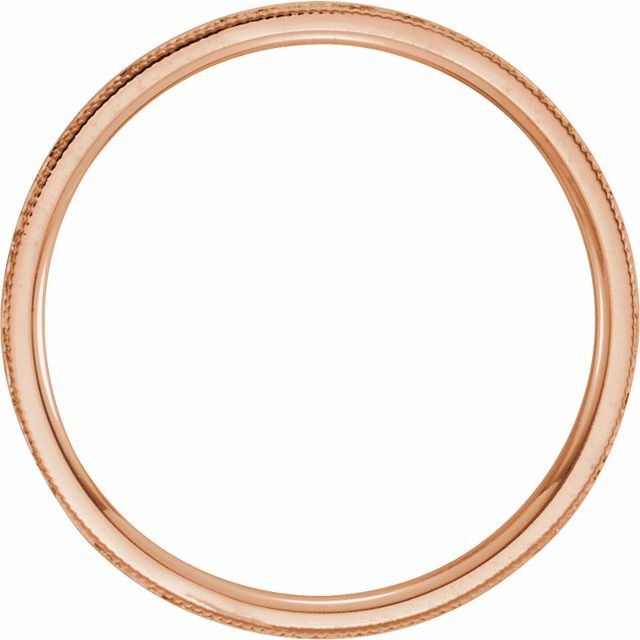 14k Rose 6 Mm Flat Hammered Milgrain Edge Comfort-fit Band Size 8