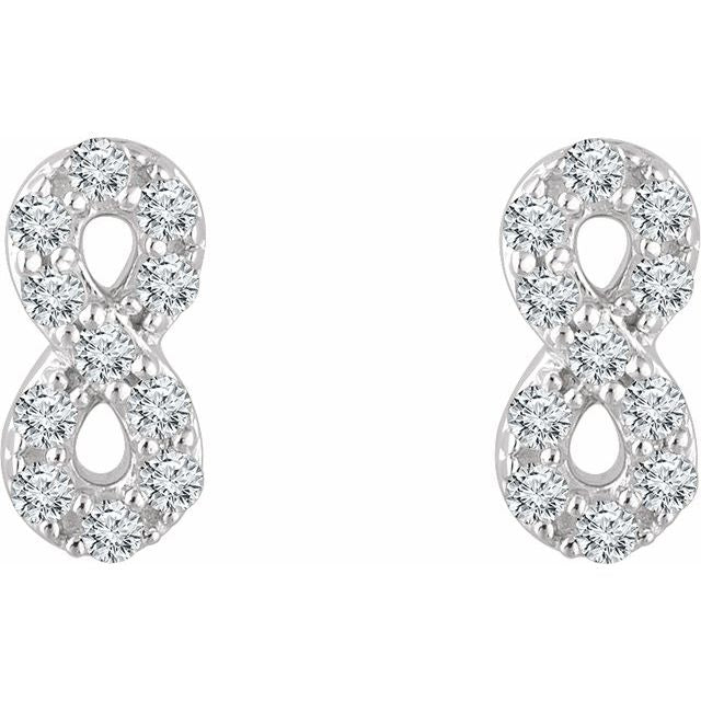 14k White 1/6 Ctw Natural Diamond Infinity Earrings