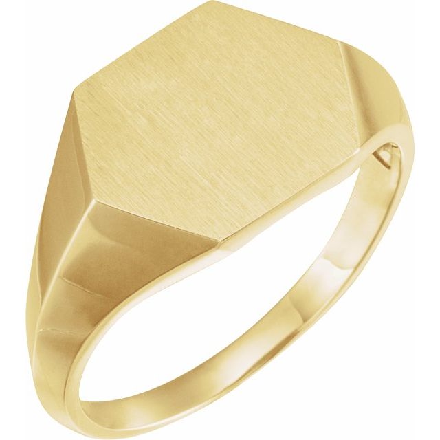14k Yellow 14 Mm Hexagon Signet Ring