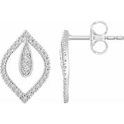 14k White 1/4 Ctw Natural Diamond Freeform Earrings