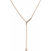 14k Rose 1/10 Ctw Natural Diamond 16-18' Y Necklace