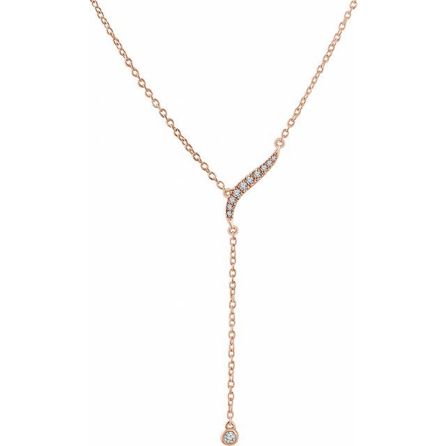 14k Rose 1/10 Ctw Natural Diamond 16-18' Y Necklace