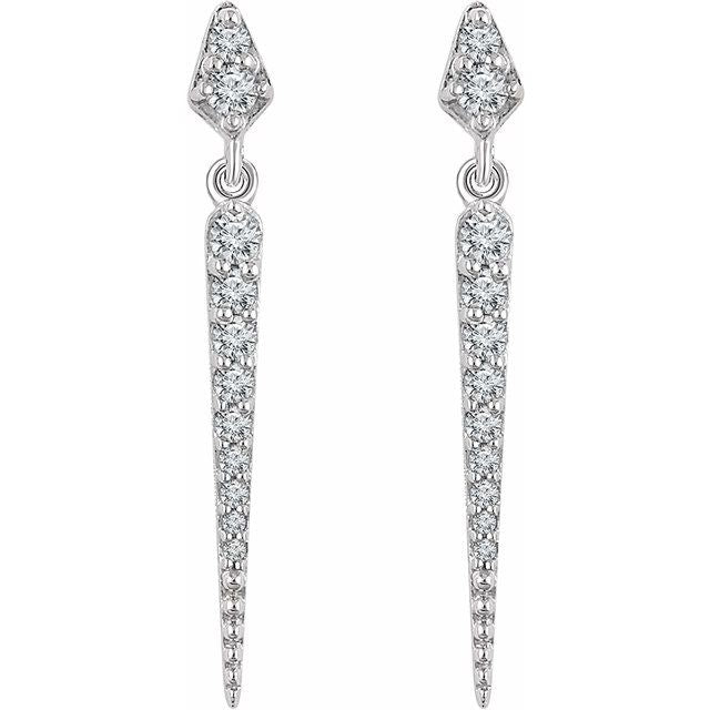 14k White 1/4 Ctw Natural Diamond Spike Earrings