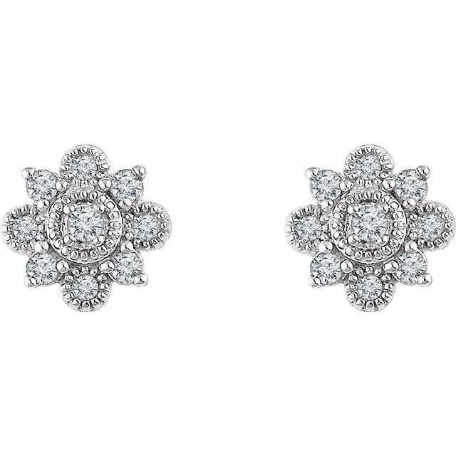 14k White 1/5 Ctw Natural Diamond Vintage-inspired Earrings
