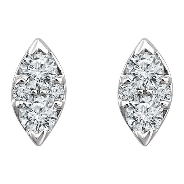 14k White 1/5 Ctw Natural Diamond Cluster Earrings