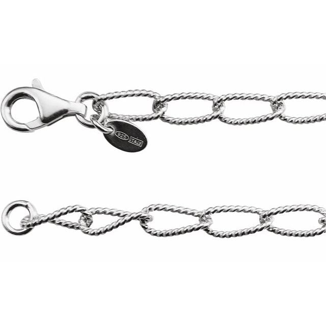 Sterling Silver 4.5 Mm Knurled Curb 24' Chain