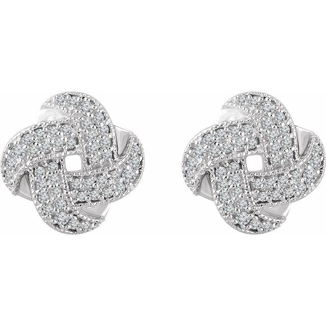 14k White 1/3 Ctw Natural Diamond Knot Earrings