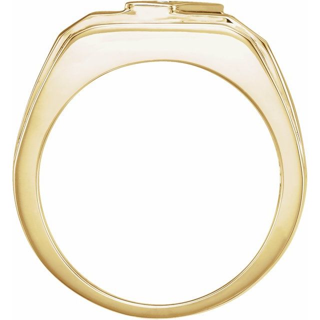 14K Yellow Natural Black Onyx & 1/8 CTW Natural Diamond Bezel-Set Ring