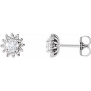 14k White 1/2 Ctw Natural Diamond Halo-style Earrings