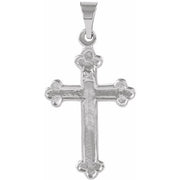 14K White 18.5x12.5 mm Cross Pendant