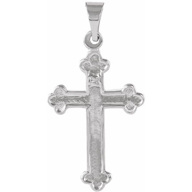 14K White 18.5x12.5 mm Cross Pendant