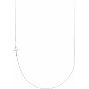 14k White .04 Ctw Natural Diamond Off-center Sideways Cross 16' Necklace