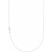 Sterling Silver .04 Ctw Natural Diamond Off-center Sideways Cross 16' Necklace