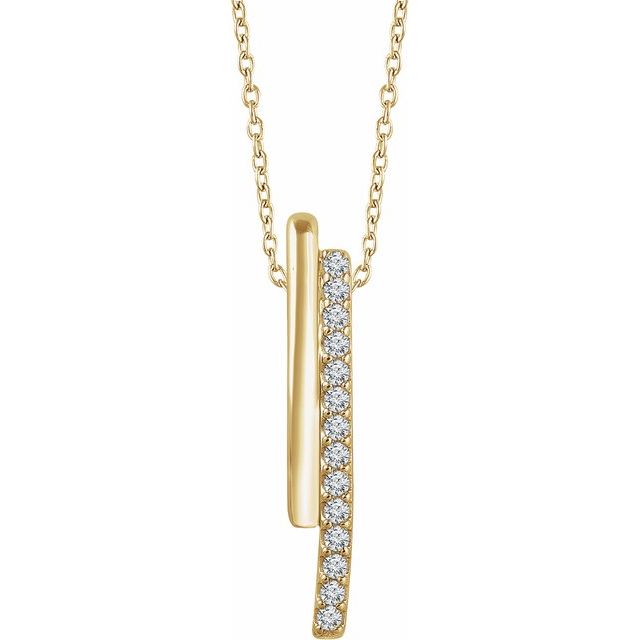 14k Yellow 1/5 Ctw Natural Diamond Bar 16-18' Necklace
