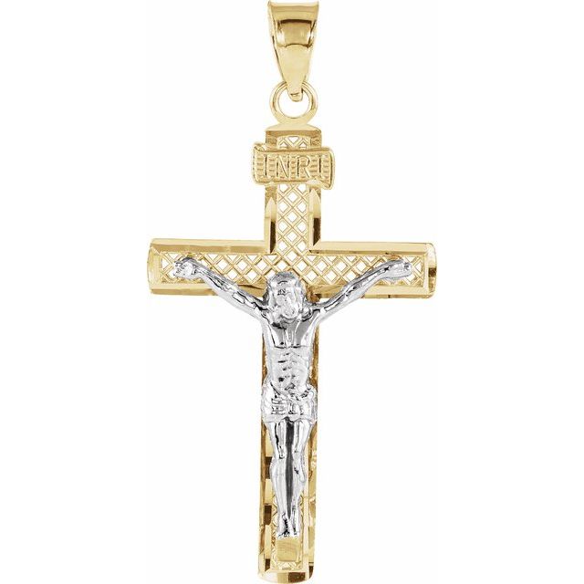 14k Yellow/white 31x19.75 Mm Crucifix Pendant