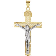 14K Yellow/White 40.5x25.5 mm Crucifix Pendant