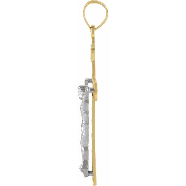 14k Yellow/white 25.5x16 Mm Crucifix Pendant
