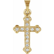 14K Yellow 1/8 CTW Natural Diamond Cross Pendant