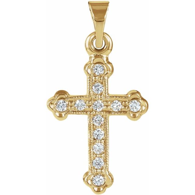 14K Yellow 1/8 CTW Natural Diamond Cross Pendant
