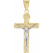 14k Yellow/white 25.5x16 Mm Crucifix Pendant
