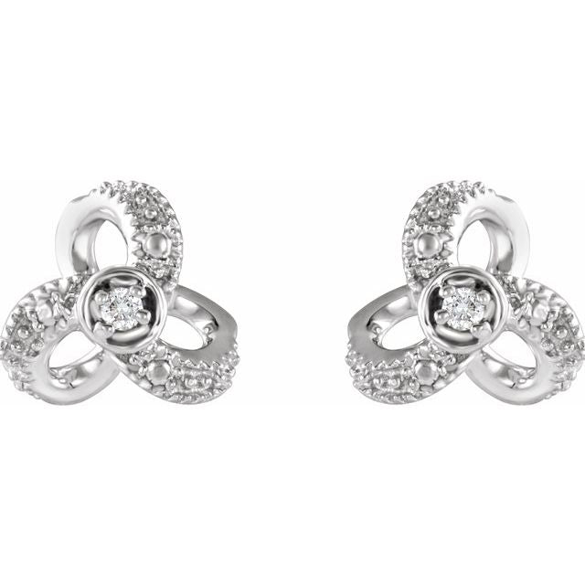14k White 1/6 Ctw Natural Diamond Knot Earrings