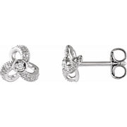 14k White 1/6 Ctw Natural Diamond Knot Earrings