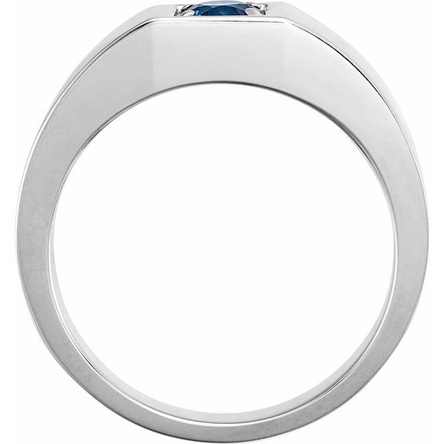 14K White Natural Blue Sapphire Ring