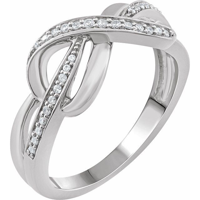 Sterling Silver 1/10 Ctw Natural Diamond Infinity-inspired Ring