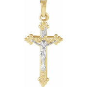 14K Yellow/White Hollow Crucifix Pendant