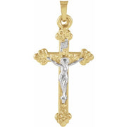 14K Yellow/White Hollow Crucifix Pendant
