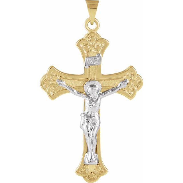 14K Yellow/White 45x31 mm Crucifix Pendant