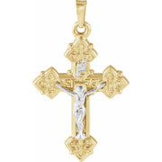 14K Yellow/White Hollow Crucifix Pendant