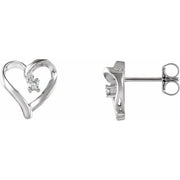 14K White .03 CTW Natural Diamond Heart Earrings