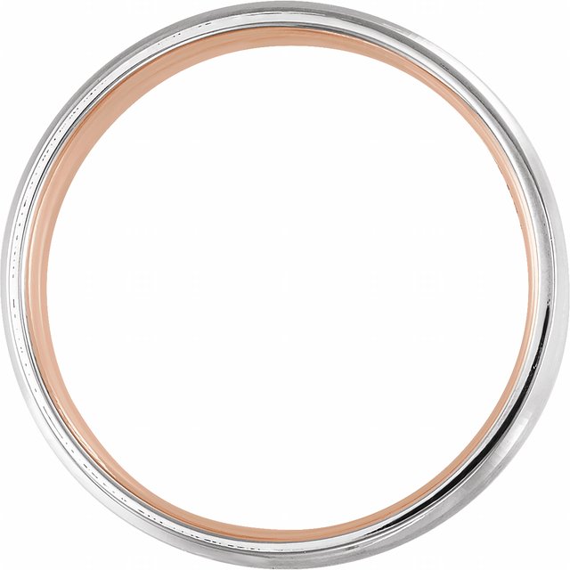 14k White/rose 6 Mm Beveled-edge Band With Matte Finish Size 11