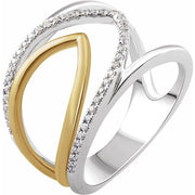 14k White/yellow 1/6 Ctw Natural Diamond Negative Space Ring