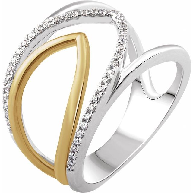 14k White/yellow 1/6 Ctw Natural Diamond Negative Space Ring
