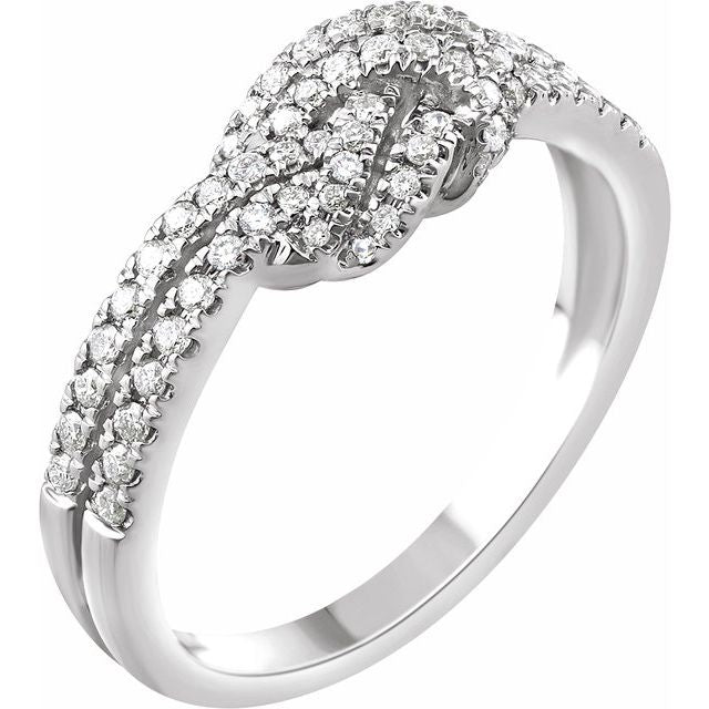 14k White 1/3 Ctw Natural Diamond Knot Ring