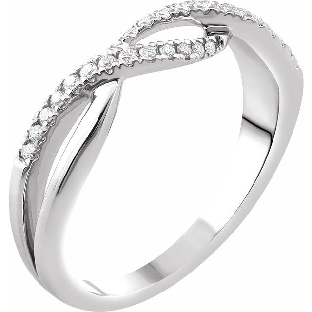 14k White 1/6 Ctw Natural Diamond Criss-cross Ring