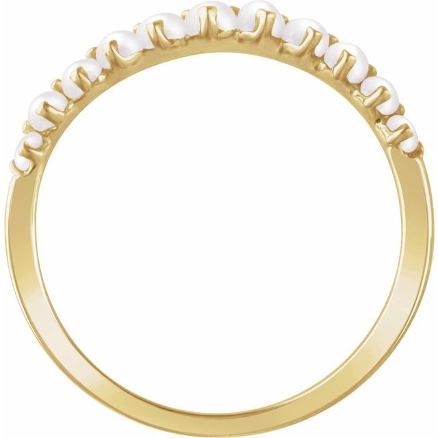 14k Yellow Cultured White Freshwater Pearl Ring
