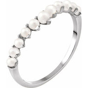 14k White Cultured White Freshwater Pearl Ring