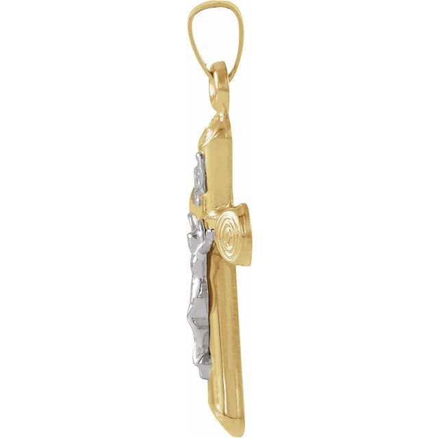 14K Yellow/White 22x15 mm Crucifix Pendant