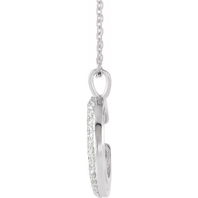 14k White 1/3 Ctw Natural Diamond Crescent Moon 16-18' Necklace