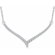 14k White 1/6 Ctw Natural Diamond 16-18' V Necklace