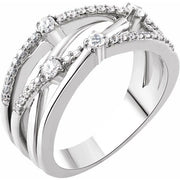 14k White 1/3 Ctw Natural Diamond Criss-cross Ring