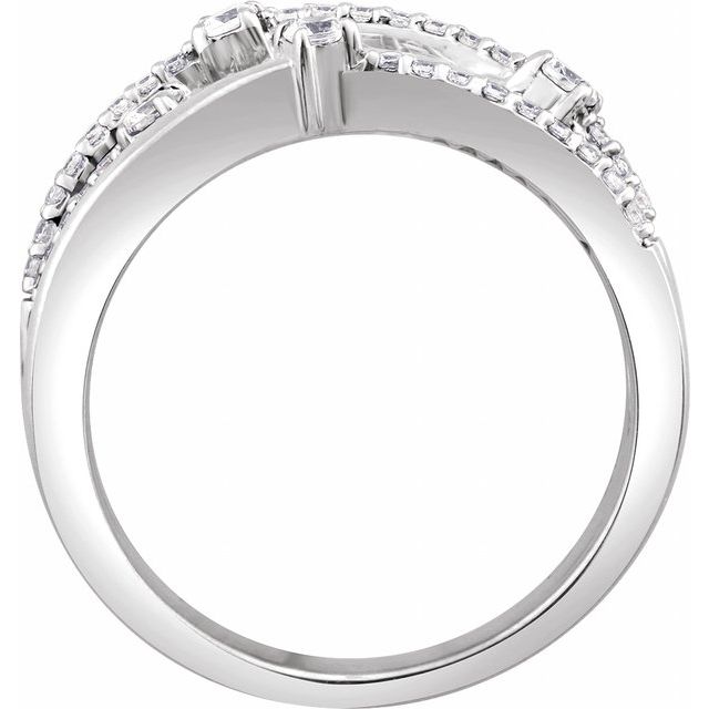 14k White 1/3 Ctw Natural Diamond Criss-cross Ring