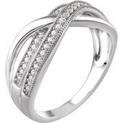 14k White 1/4 Ctw Natural Diamond Criss-cross Ring