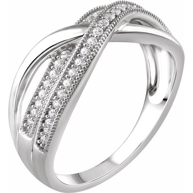 14k White 1/4 Ctw Natural Diamond Criss-cross Ring