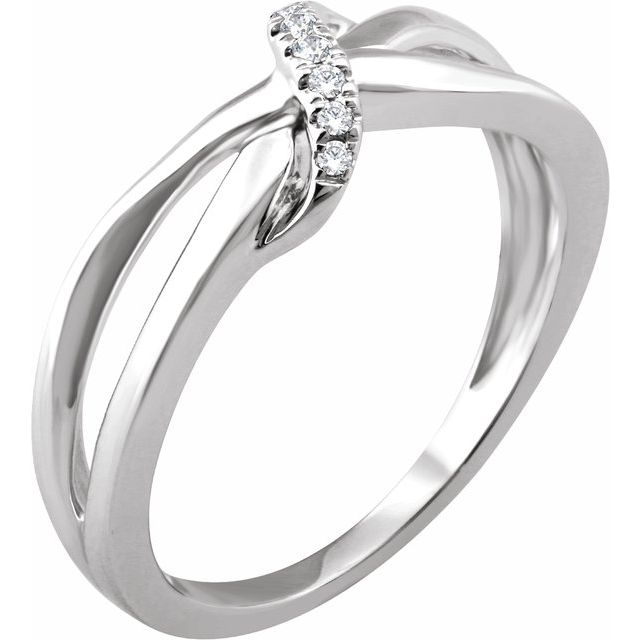 14k White .05 Ctw Natural Diamond Negative Space Ring