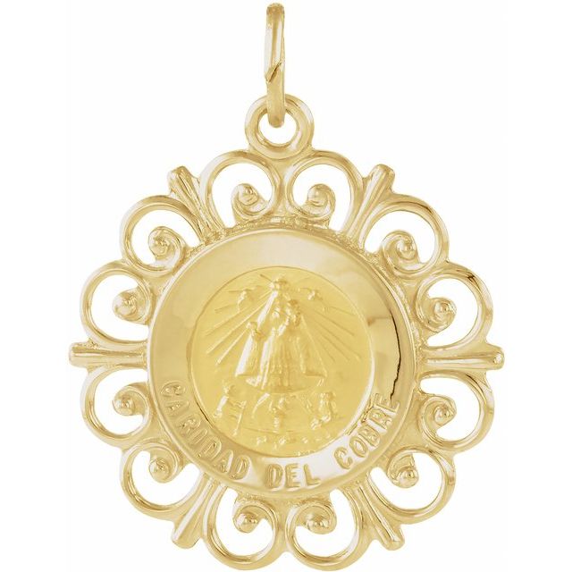 14K Yellow 18 mm Caridad Del Cobre Medal