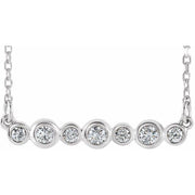 14k White 1/5 Ctw Natural Diamond Bezel-set Bar 16-18' Necklace
